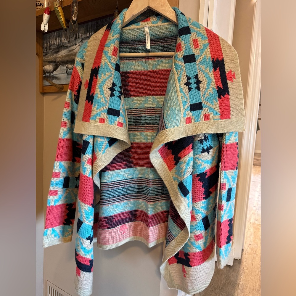 Colorful Geometric Pattern Cardigan